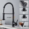 Matte Black Kitchen Faucet Supplier with Spring Coil Spray Head