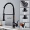 Matte Black Kitchen Faucet Supplier with Spring Coil Spray Head