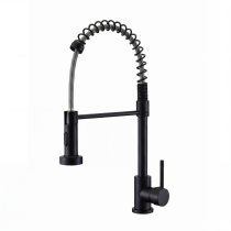 Matte Black Kitchen Faucet Supplier with Spring Coil Spray Head