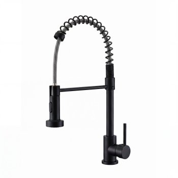 Matte Black Kitchen Faucet Supplier with Spring Coil Spray Head