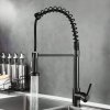 Matte Black Kitchen Faucet Supplier with Spring Coil Spray Head