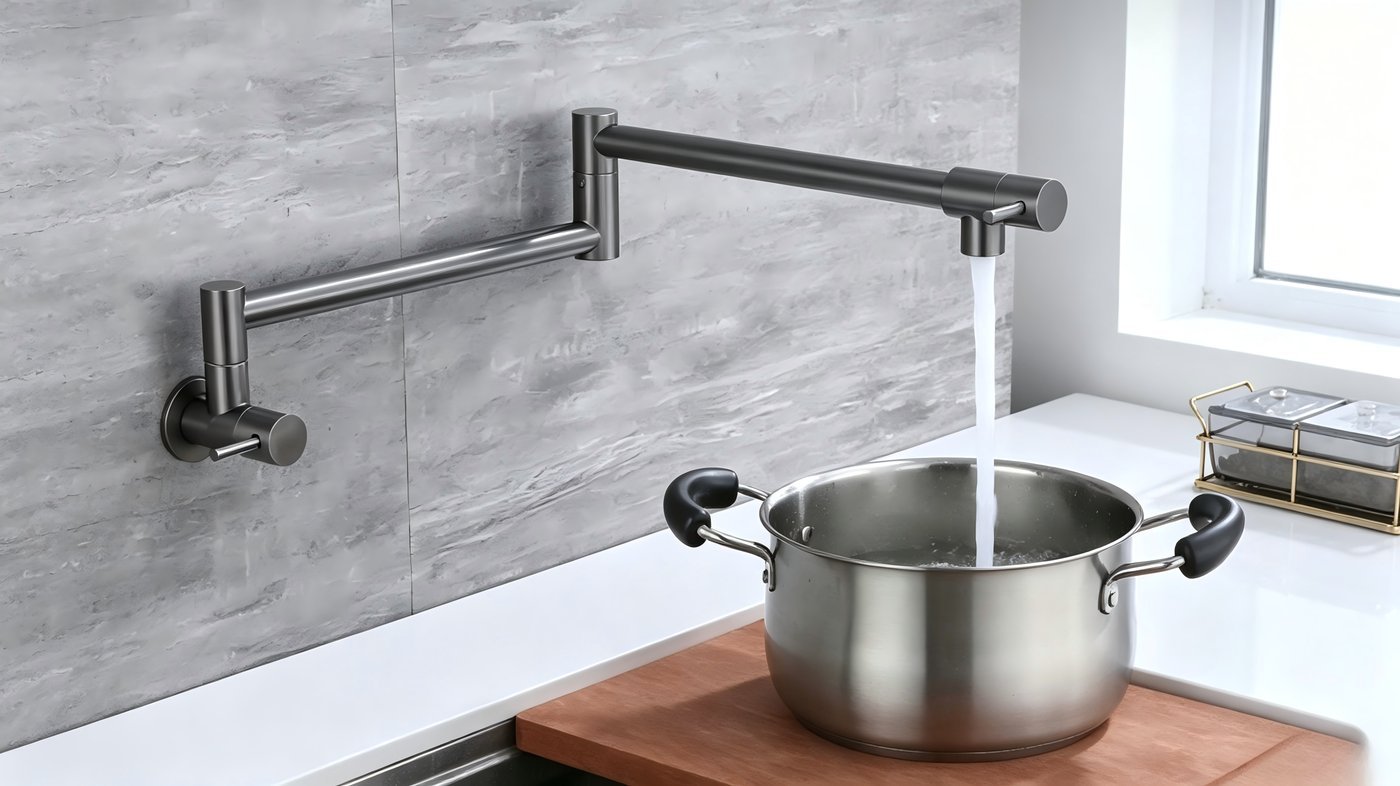 Grey Foldable Wall Mounted Kitchen Tap Supplier with Swivel Spout