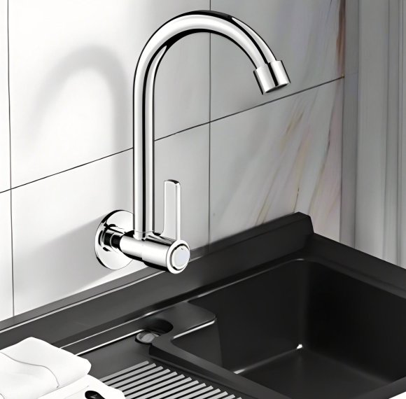 Chrome Single Cold Kitchen Tap Supplier with Vertical Lever Control