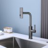 Grey Kitchen Faucet Supplier with Pull Out Spray Head and Three Functions