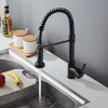 Matte Black Kitchen Faucet Supplier with Spring Coil Spray Head