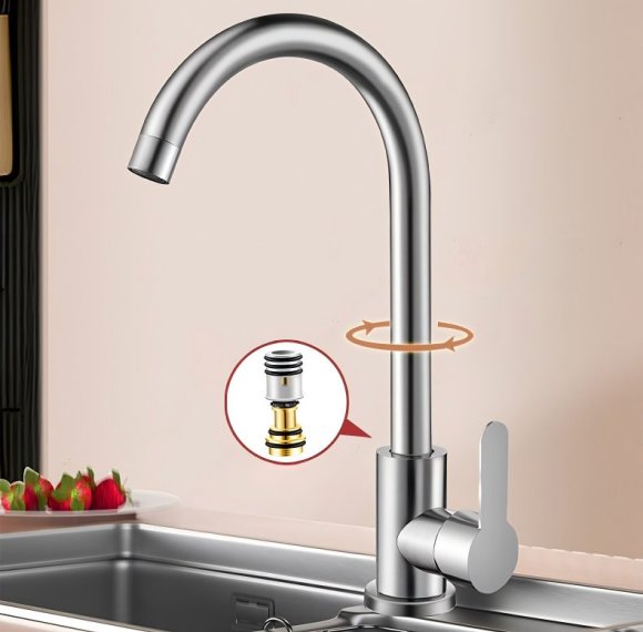 Brushed Nickel Kitchen Faucet Supplier with Hot and Cold Mixing