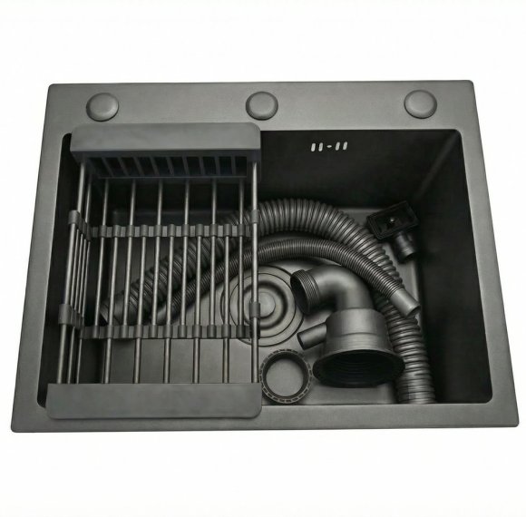Matte Black Single Bowl Kitchen Sink Supplier with Drain Kit for Compact Cabinets