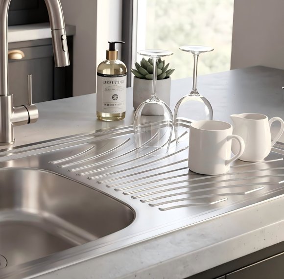 Brushed Nickel Single Bowl Kitchen Sink Supplier with Integrated Drainboard
