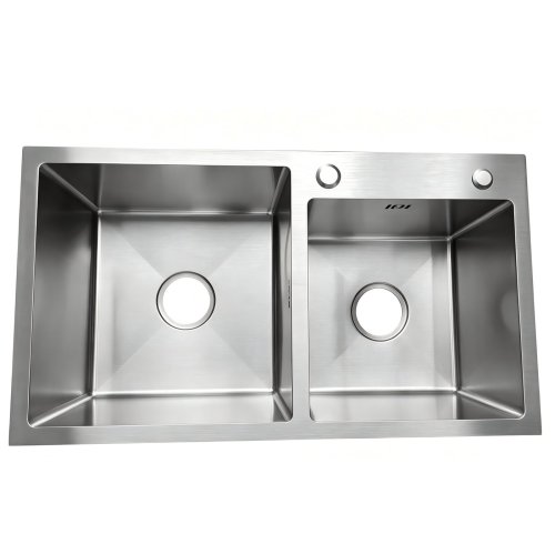 Brushed Nickel Double Bowl Kitchen Sink Supplier with 304 Stainless Steel Body
