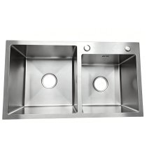 Brushed Nickel Double Bowl Kitchen Sink Supplier with 304 Stainless Steel Body