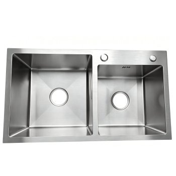Brushed Nickel Double Bowl Kitchen Sink Supplier with 304 Stainless Steel Body