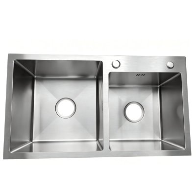 Brushed Nickel Double Bowl Kitchen Sink Supplier with 304 Stainless Steel Body