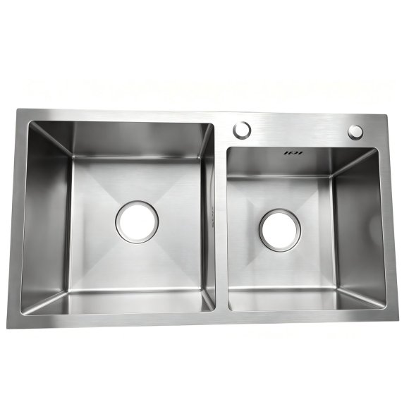 Brushed Nickel Double Bowl Kitchen Sink Supplier with 304 Stainless Steel Body