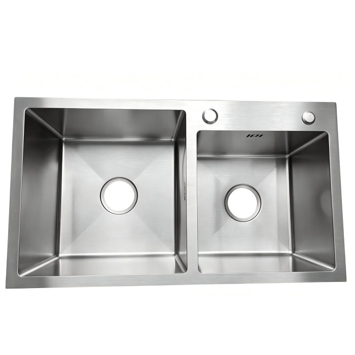 Brushed Nickel Double Bowl Kitchen Sink Supplier with 304 Stainless Steel Body