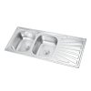 Brushed Nickel Double Bowl Kitchen Sink with Drainboard Wholesale Supplier
