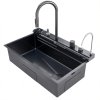Black Luxury Smart Kitchen Sink Supplier with Waterfall and Multi Mode Water Output