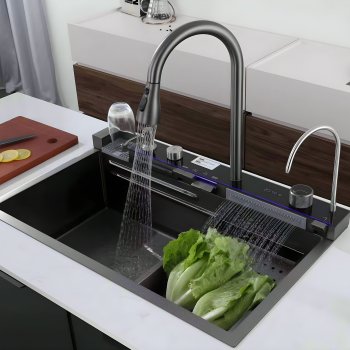 Black Smart Kitchen Sink with Digital Display and Piano Keys Wholesale Supplier