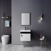 Two-Tone Plywood Bathroom Vanity Supplier with Deep Ceramic Basin and Black Hardware