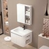 Cream White PVC Bathroom Vanity Cabinet Supplier with Dual Side Open Storage