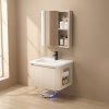 Cream White PVC Bathroom Vanity Cabinet Supplier with Dual Side Open Storage