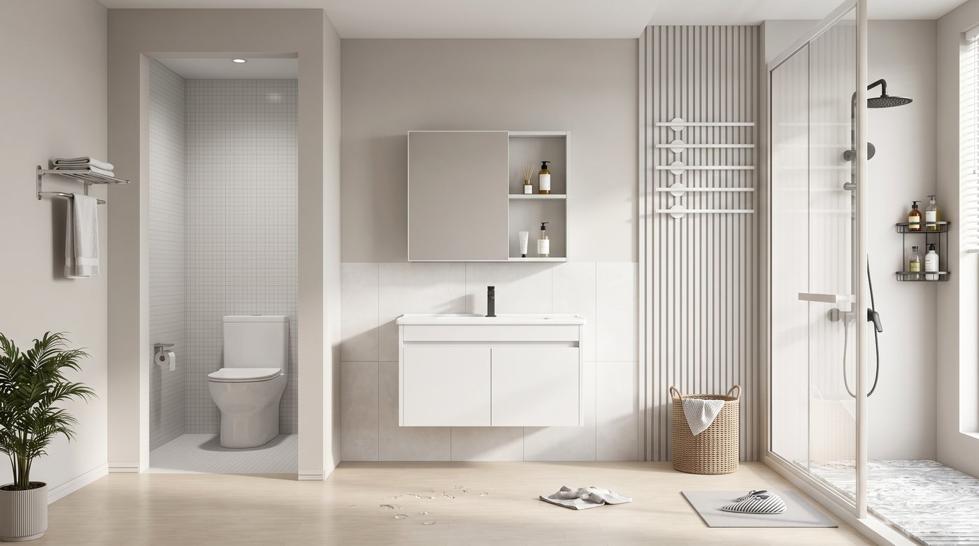 Pure White Seamless Minimalist Aesthetics with J-Pull Handle