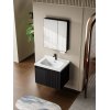 Black PVC Bathroom Vanity Cabinet Supplier with Fluted Panel and Smart Mirror