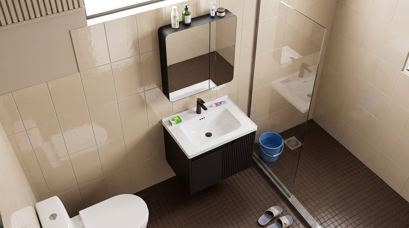 Smart Mirror Cabinet with Bottom Tissue Dispenser Slot