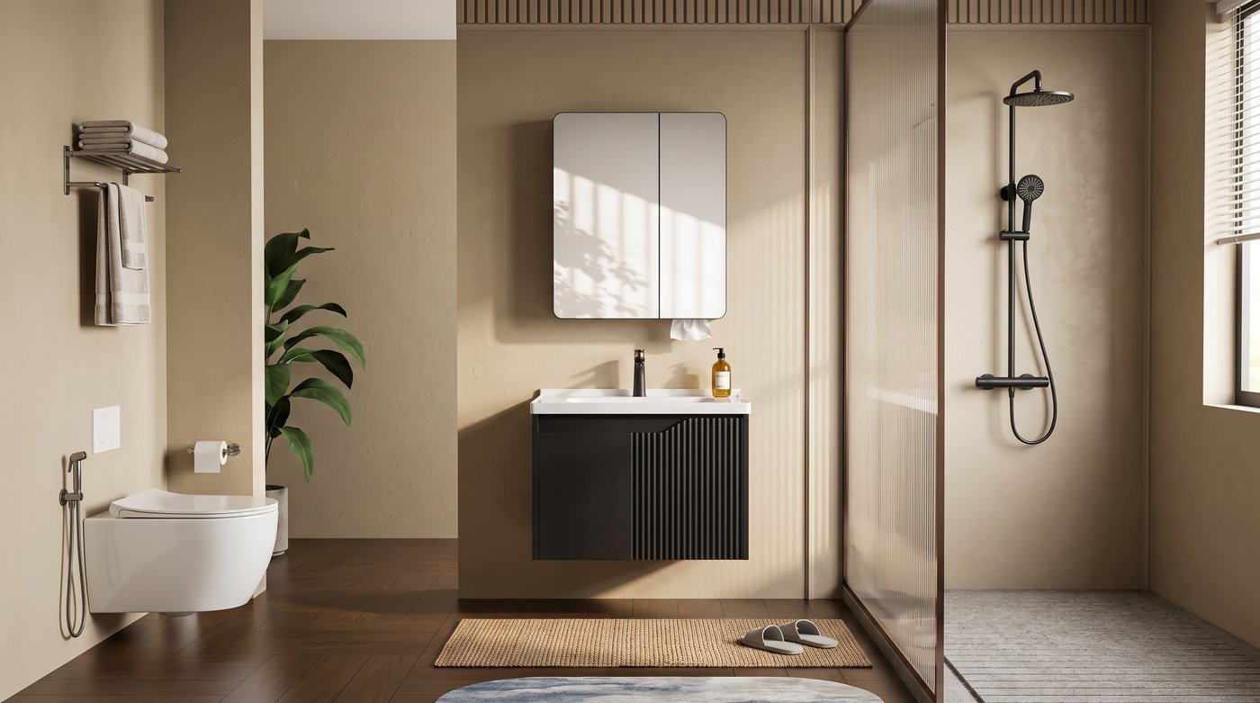 High-Density Water-Resistant Black PVC Cabinet Structure