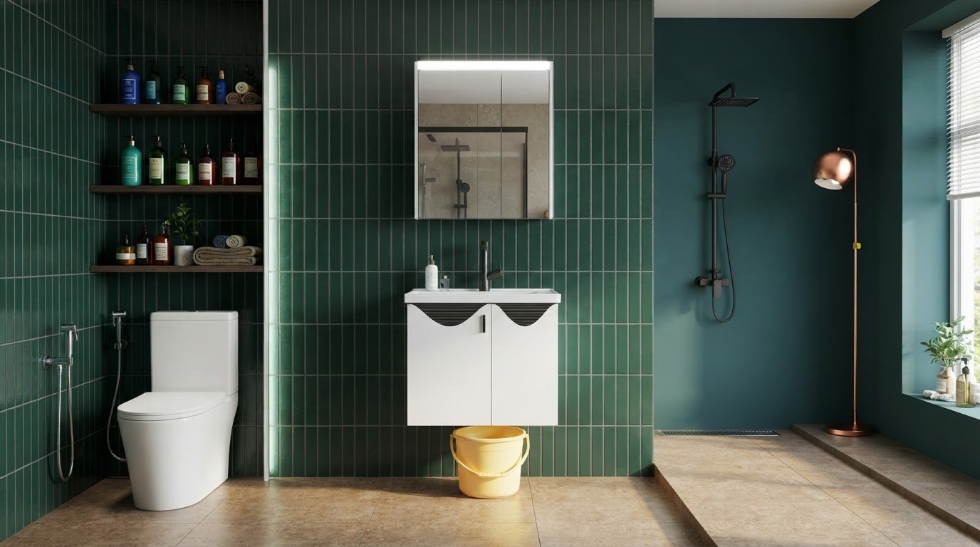 White Stainless Steel Bathroom Vanity Supplier with Black and White Wave Front Design
