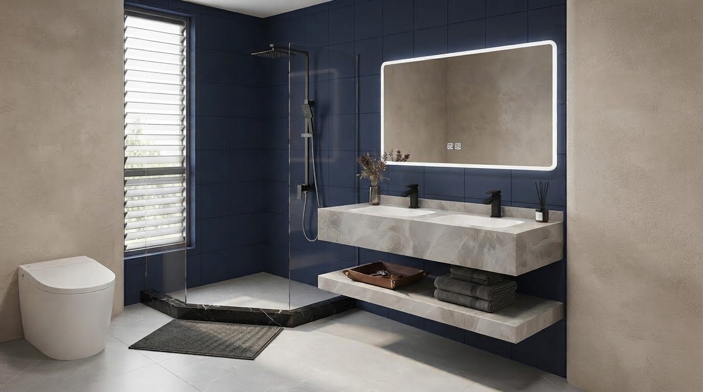 Dual 19-inch Wave Undermount Ceramic Basins