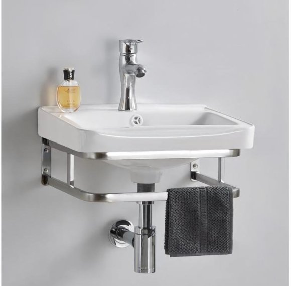 Compact Aluminum Bathroom Vanity Supplier with Stainless Frame and Towel Bar