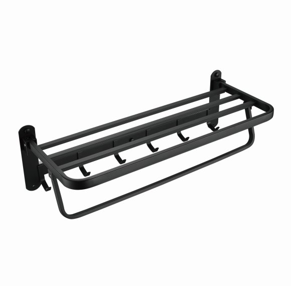 Matte Black 3-in-1 Towel Rack Supplier with Multi-Layer Storage Shelf