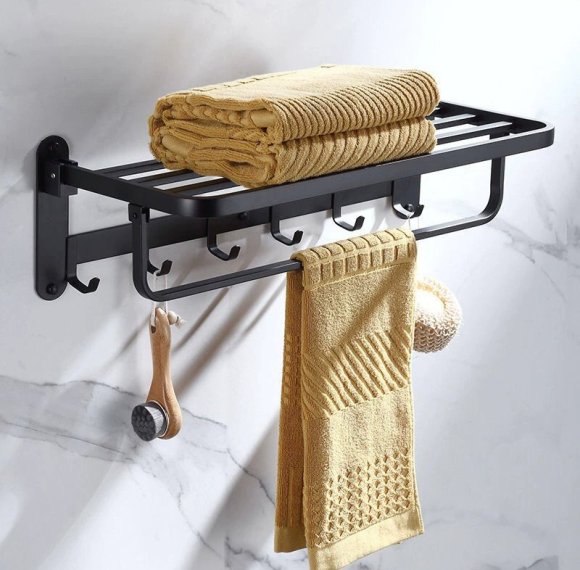 Matte Black 3-in-1 Towel Rack Supplier with Multi-Layer Storage Shelf