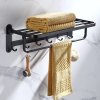 Matte Black 3-in-1 Towel Rack Supplier with Multi-Layer Storage Shelf