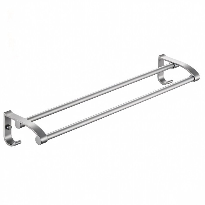 Silver Aluminum Towel Rack Supplier with Staggered Dual-Bar Ventilation