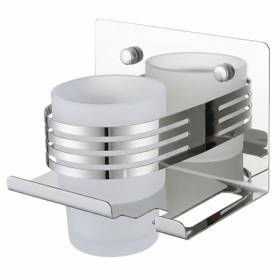 Chrome Toothbrush Holder Supplier with Round Frosted Glass Tumbler