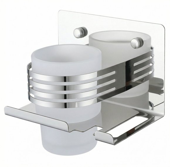 Chrome Toothbrush Holder Supplier with Round Frosted Glass Tumbler