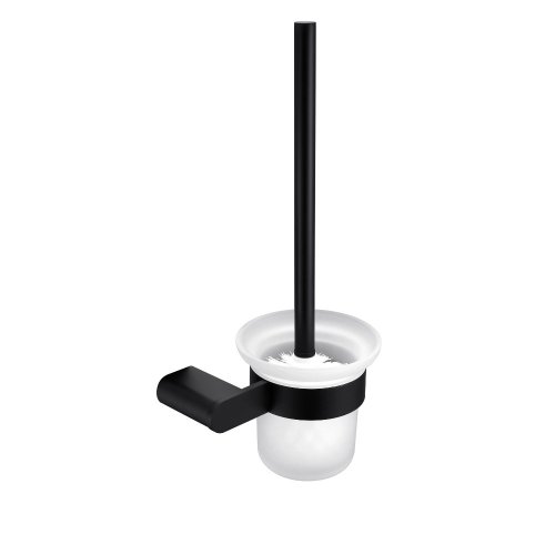 Matte Black Toilet Brush Holder Supplier with Full-Circle Ring Cage