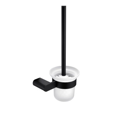 Matte Black Toilet Brush Holder Supplier with Full-Circle Ring Cage