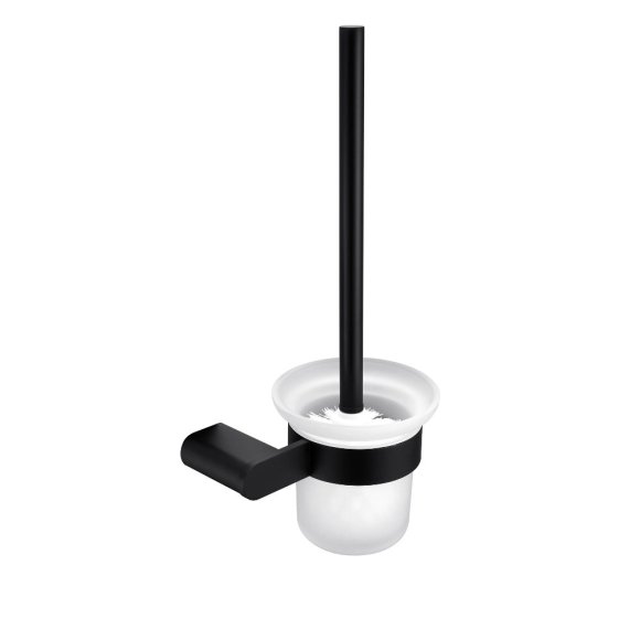 Matte Black Toilet Brush Holder Supplier with Full-Circle Ring Cage