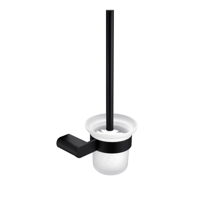 Matte Black Toilet Brush Holder Supplier with Full-Circle Ring Cage