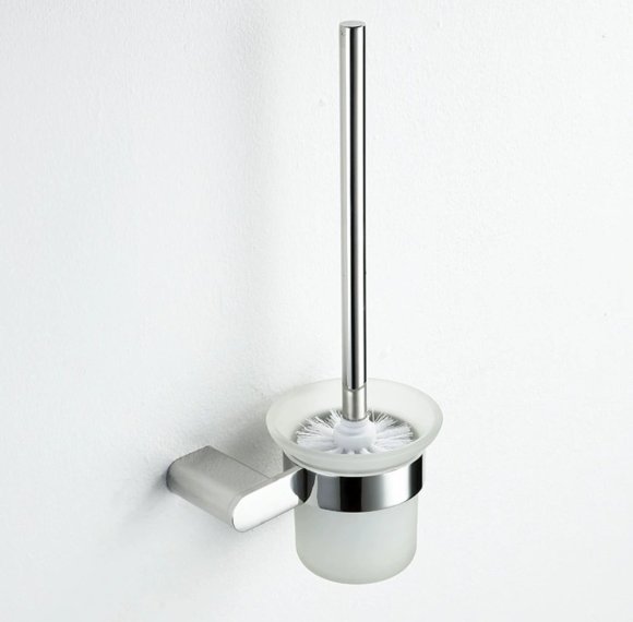 Chrome Toilet Brush Holder Supplier with Mirror Finish and Glass Cup