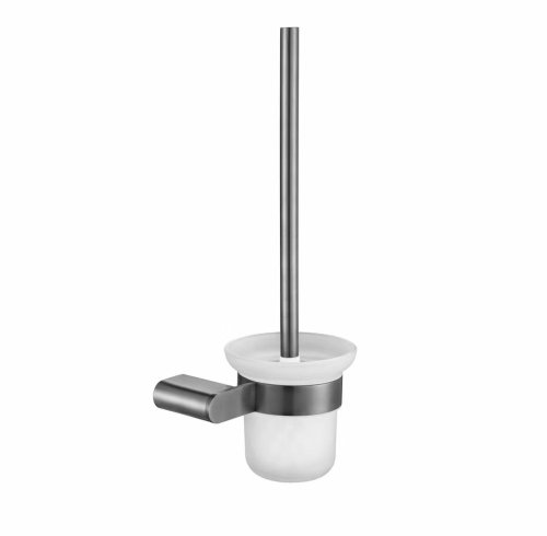 Gunmetal Grey Toilet Brush Holder Supplier with SUS304 Glass Cup