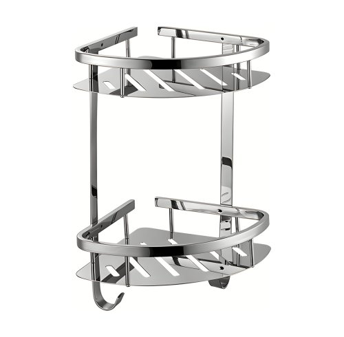 Chrome Tall Corner Shelf Supplier with Tall Bottle Clearance for Bathrooms