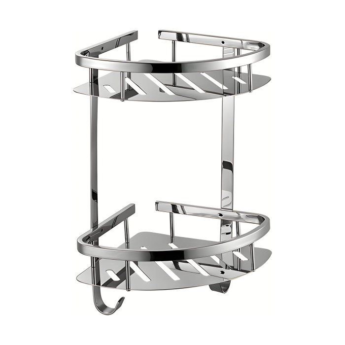Chrome Tall Corner Shelf Supplier with Tall Bottle Clearance for Bathrooms