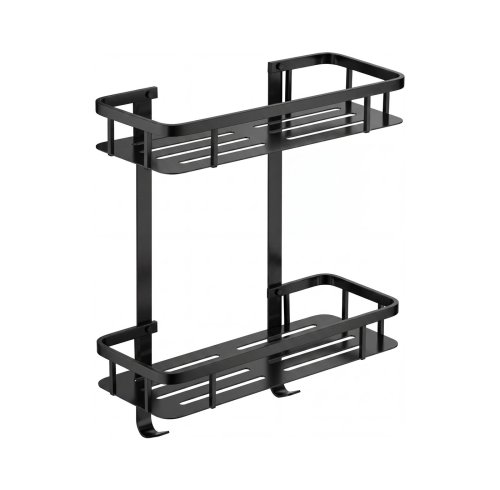 Matte Black Flat-Wall Bathroom Shelf Supplier with Wide Storage Surface