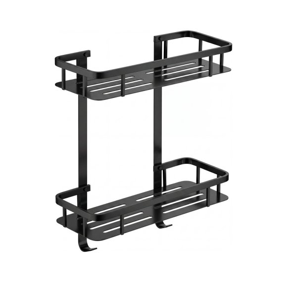 Matte Black Flat-Wall Bathroom Shelf Supplier with Wide Storage Surface