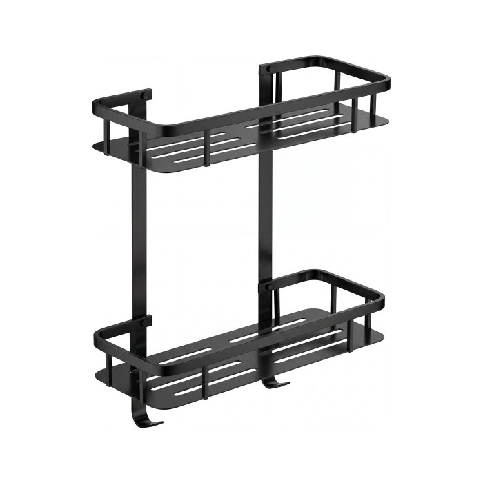 Matte Black Flat-Wall Bathroom Shelf Supplier with Wide Storage Surface