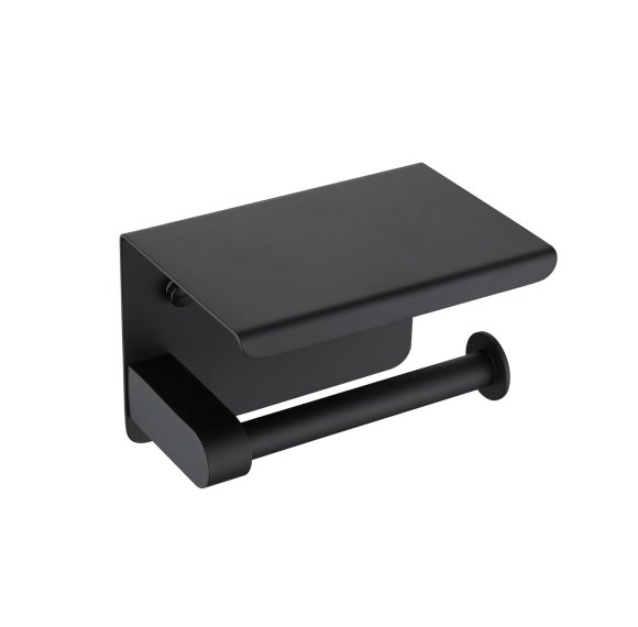 Matte Black Toilet Paper Holder with Phone Tray Wholesale Supplier