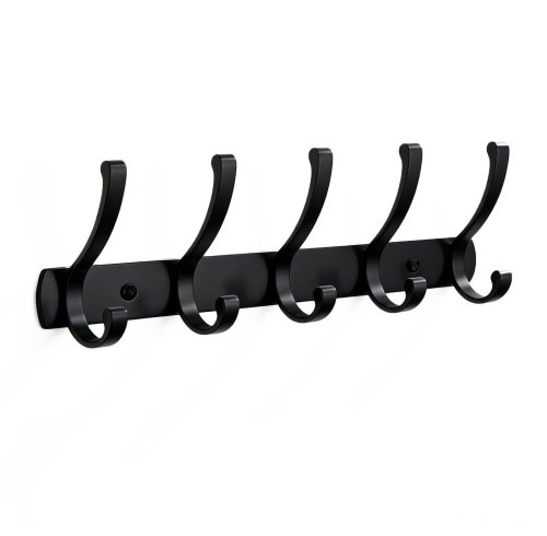 Matte Black Dual-Arm Robe Hook Supplier for Bathroom Projects